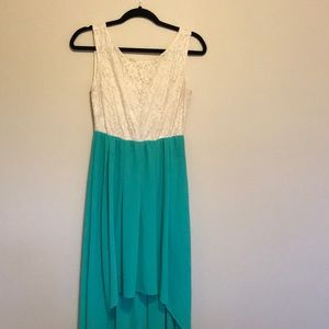 Mint green high to low dress